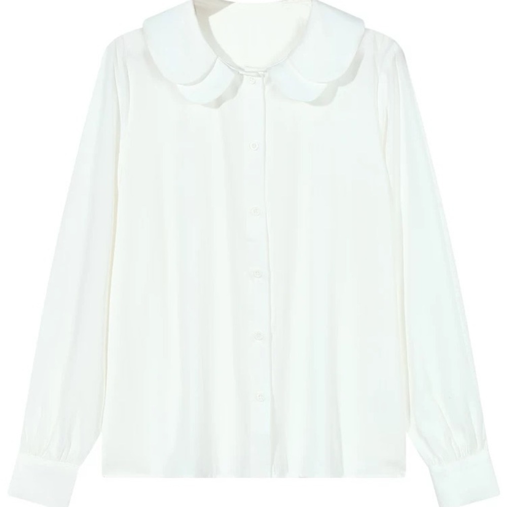WHITE SHIRT WITH PETAL COLLAR